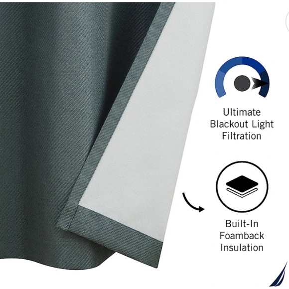 Nautica Home set of 2 thermal woven hone darkening window panels with grommets - Picture 3 of 9